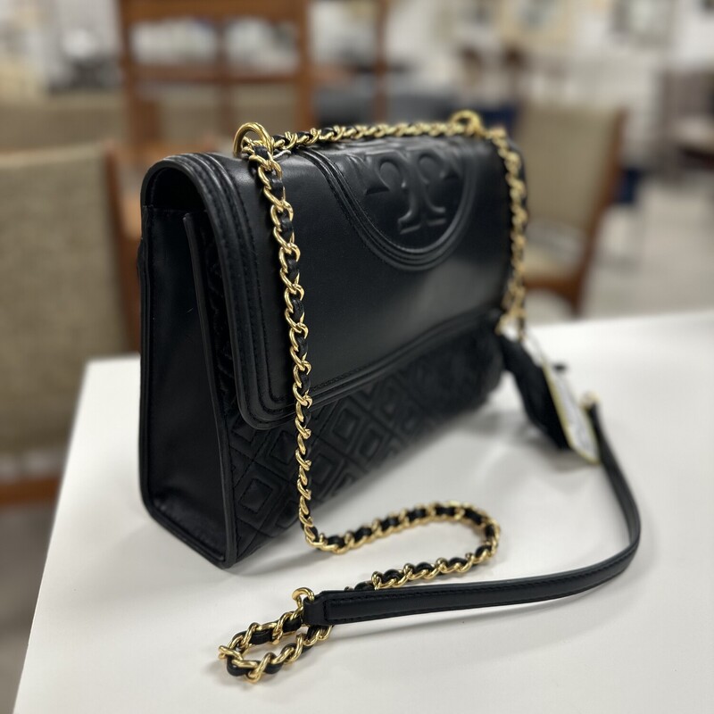 Tory Burch Fleming Leather Bag, Black<br />
Size: 10x8