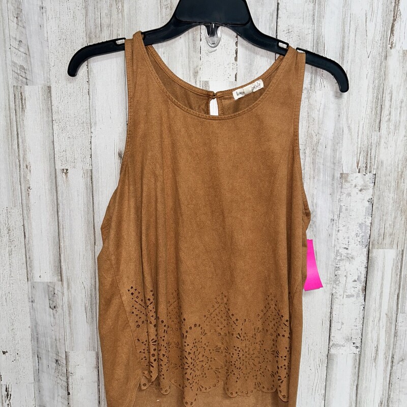 M Tan Suede Cut Out Tank