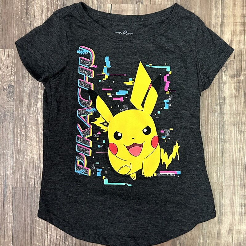 Pokemon Pikachu Girl T, Charcoal, Size: 6T/6x