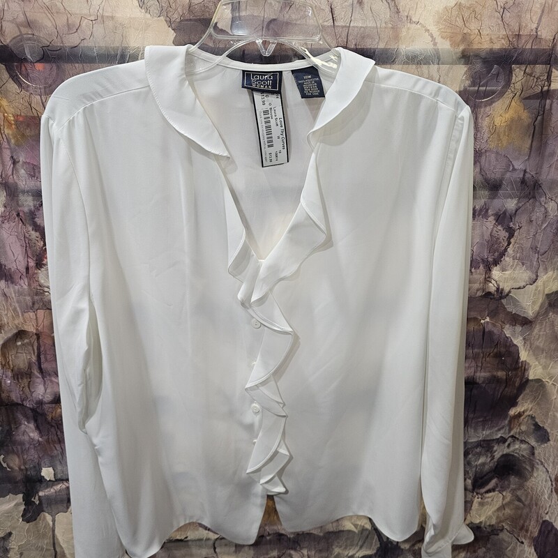 Button up long sleeve blouse with ruffles!!