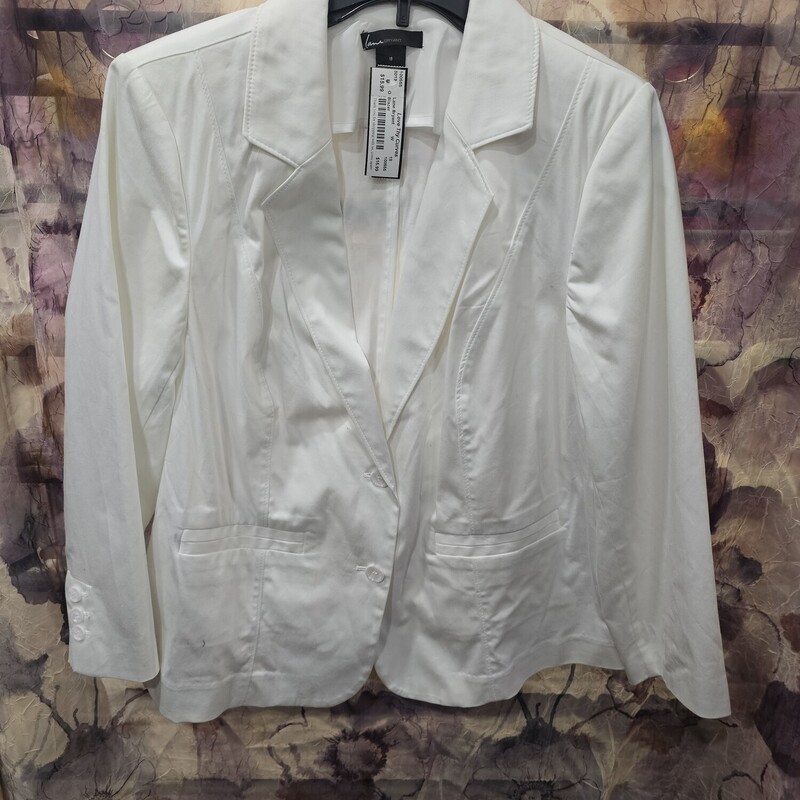 Long sleeve two button blazer in white