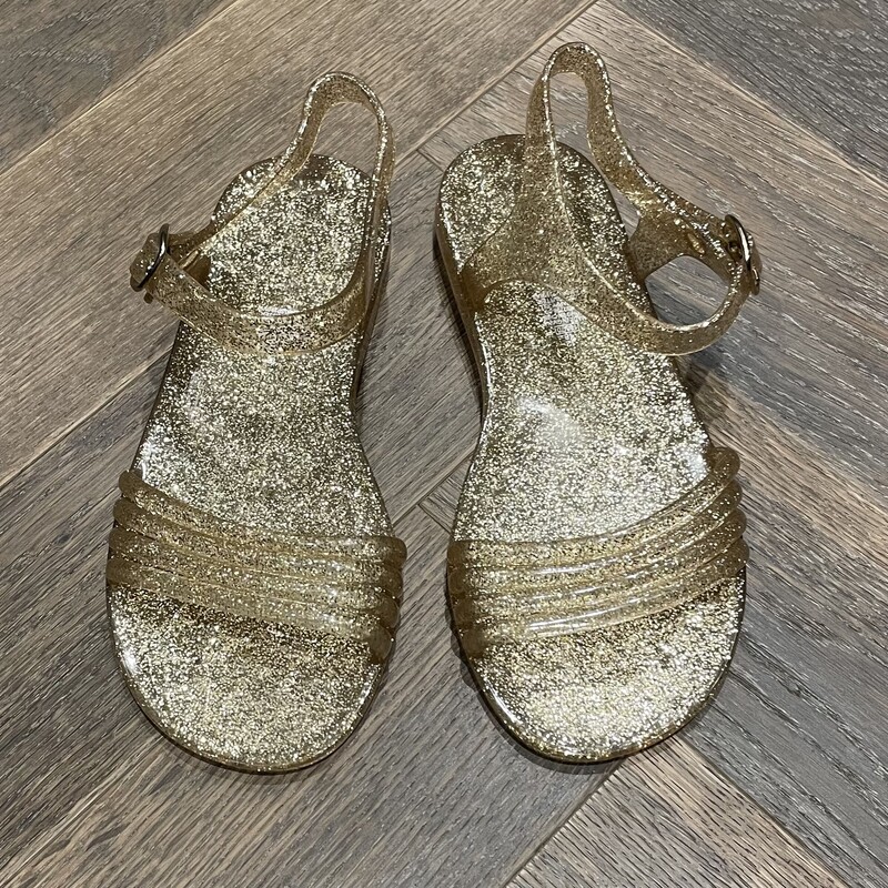 Jelly Glitter  Sandals, Gold, Size: 12Y