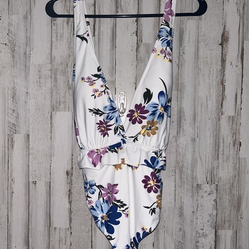 L Whtie Floral Swim Suit