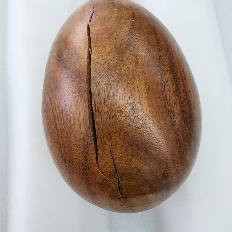 antique Turned Egg, Wood, Size: W/Stand