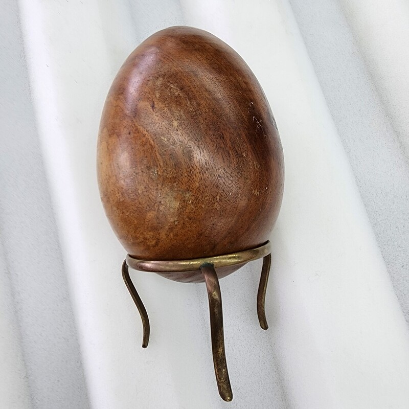 antique Turned Egg, Wood, Size: W/Stand
