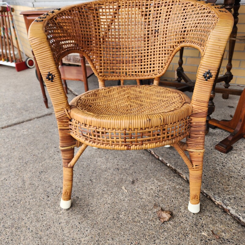 Vtg Wicker Chair, Woven, Size: Full