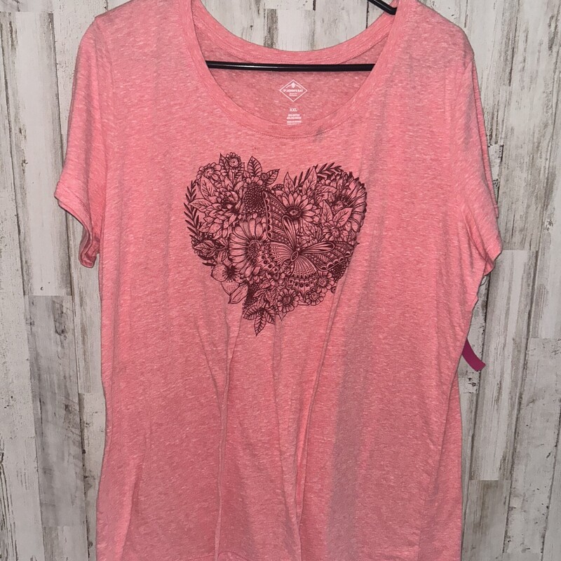 2X Pink Floral Heart Tee