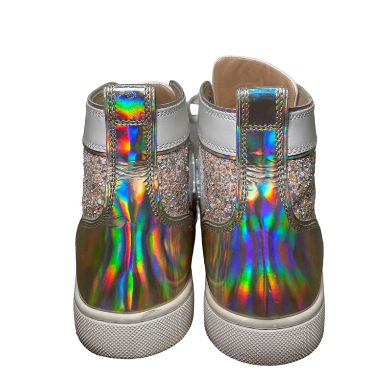 Louboutin Glitter Sneaker, White, Size: Size 36