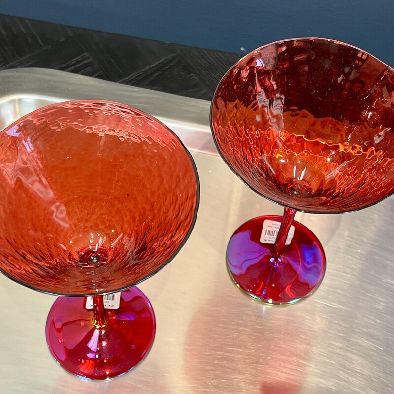 Martini Glss Red Luster, None, Size: Set Of 2