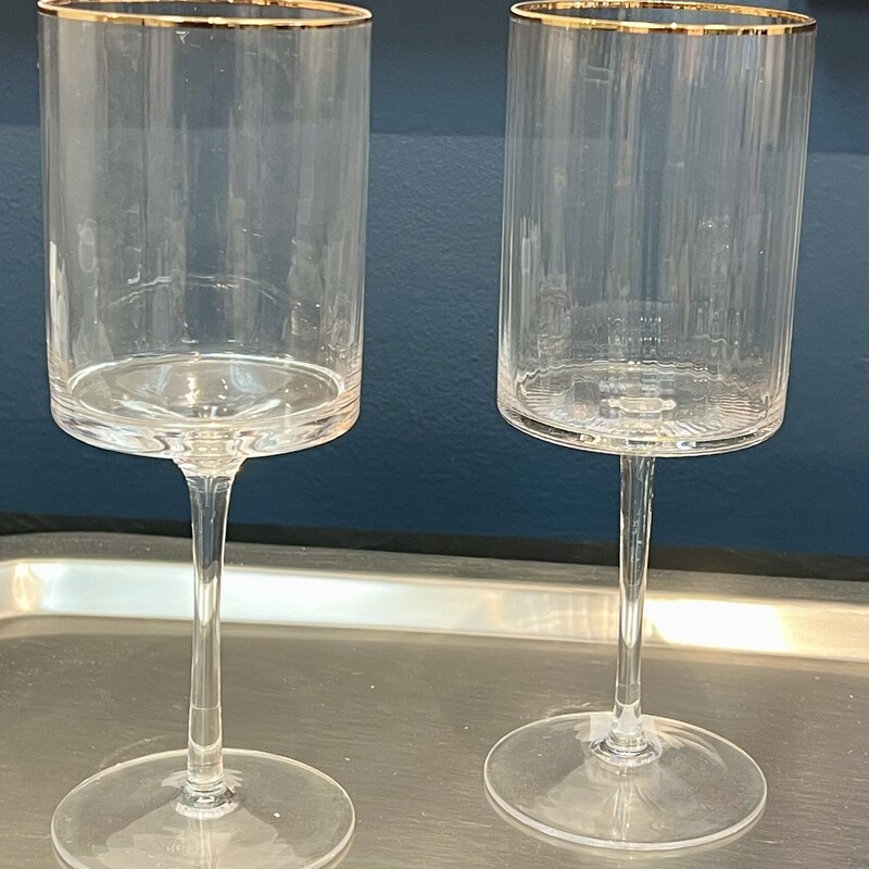 Wine Glass With Gold Rim, None, Size: Set Of 2