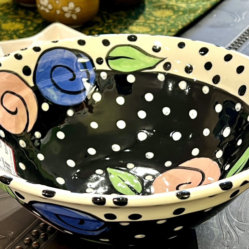 Painted Ceramic Serving Bowl
Size: 10Rx4H