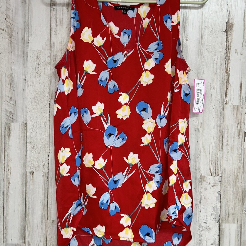 S Red Floral Tank