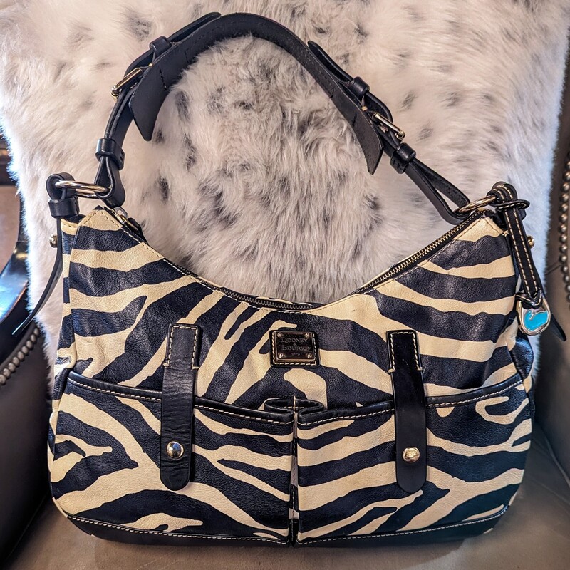 Dooney & Bourke Zebra Handbag
Black Cream Red
Size: 14x11H