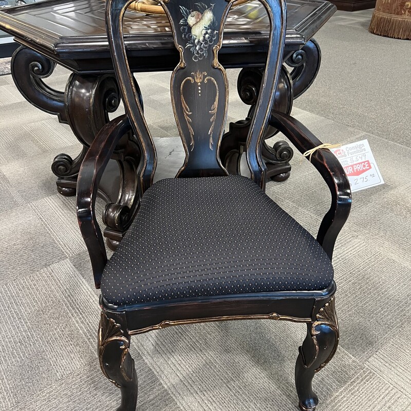 Black Arm Chair W/fruit Design