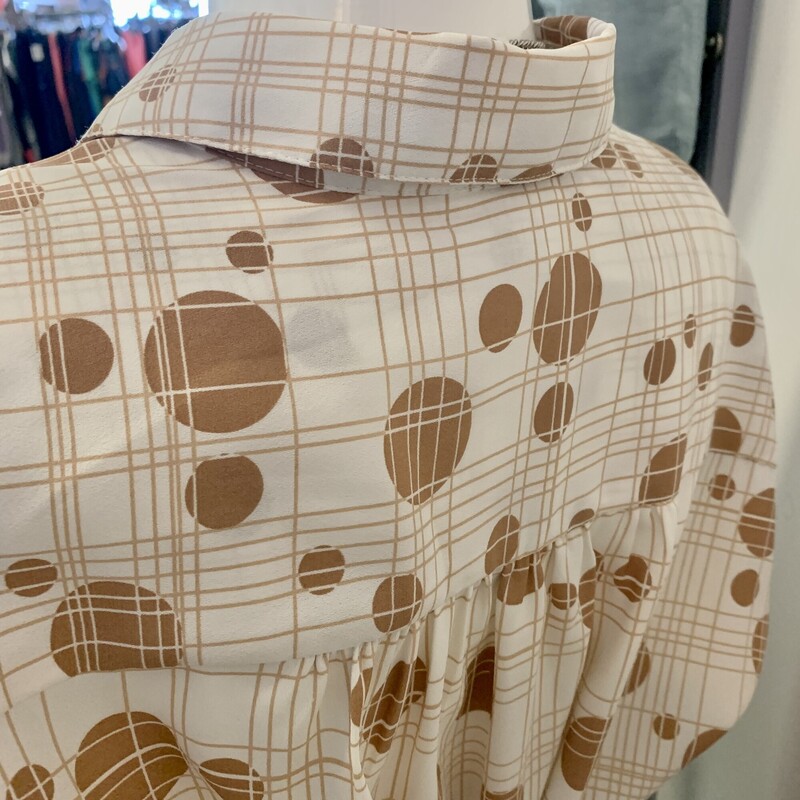 Cleo Oversized Geometric blouse,
Colour: Cream and Beige,
Size: Medium oversized (fits Large)