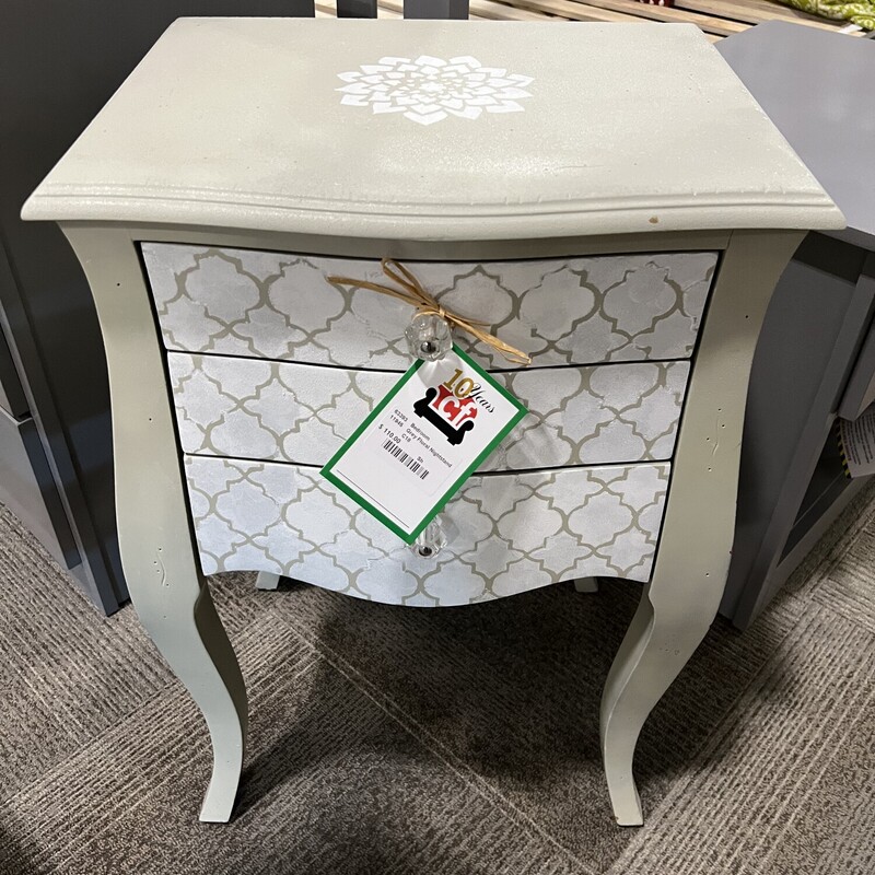 Grey Floral Nightstand