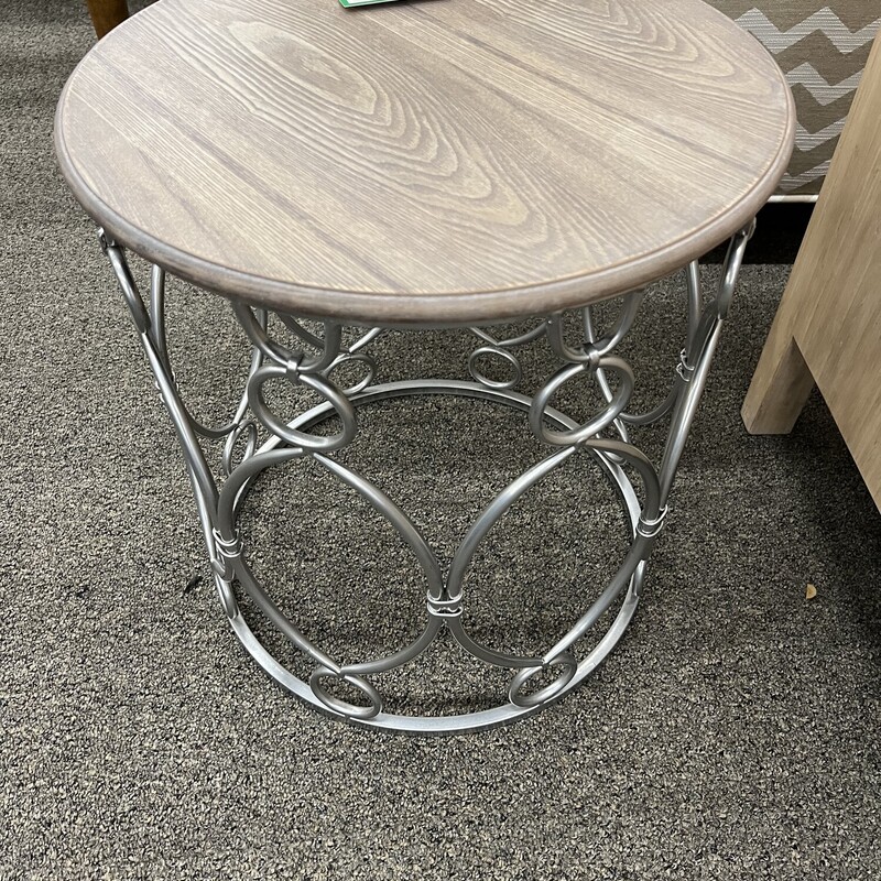 Round Silver Base End Table