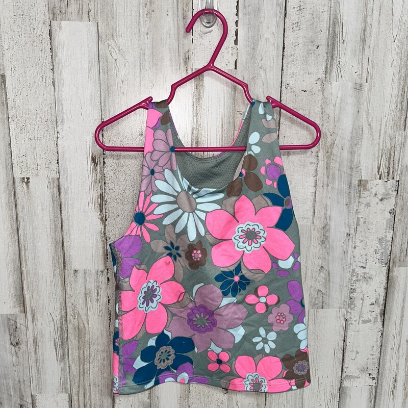 6/7 Olive Floral Tank, Green, Size: Girl 6/6x