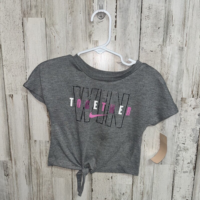 2T Win Together Knot Tee, Grey, Size: Girl 2T