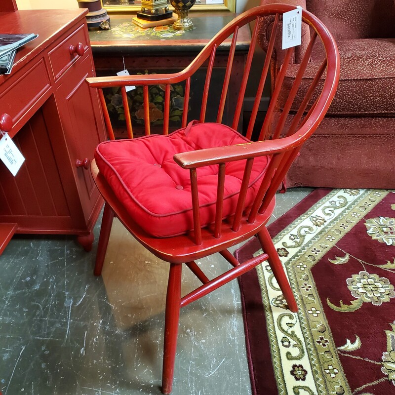 Wood Red Accent Chair