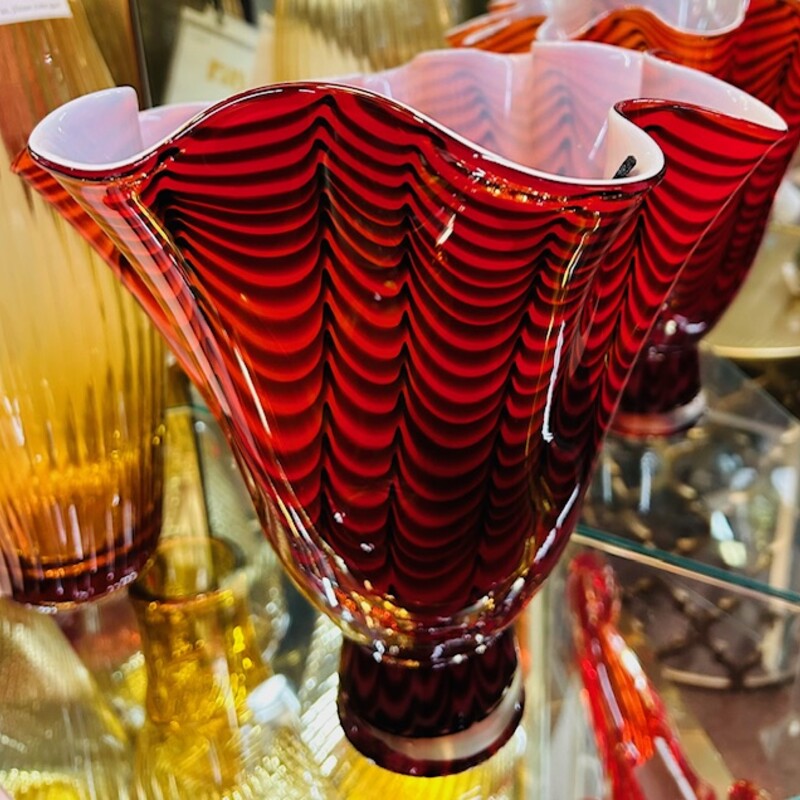 Ruffle Striped Glass Vase