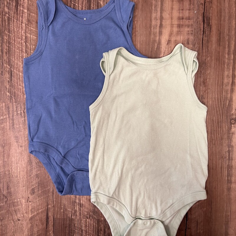 Gap 2pk Tank Bodysuits, Blue/Min, Size: Baby 18-24