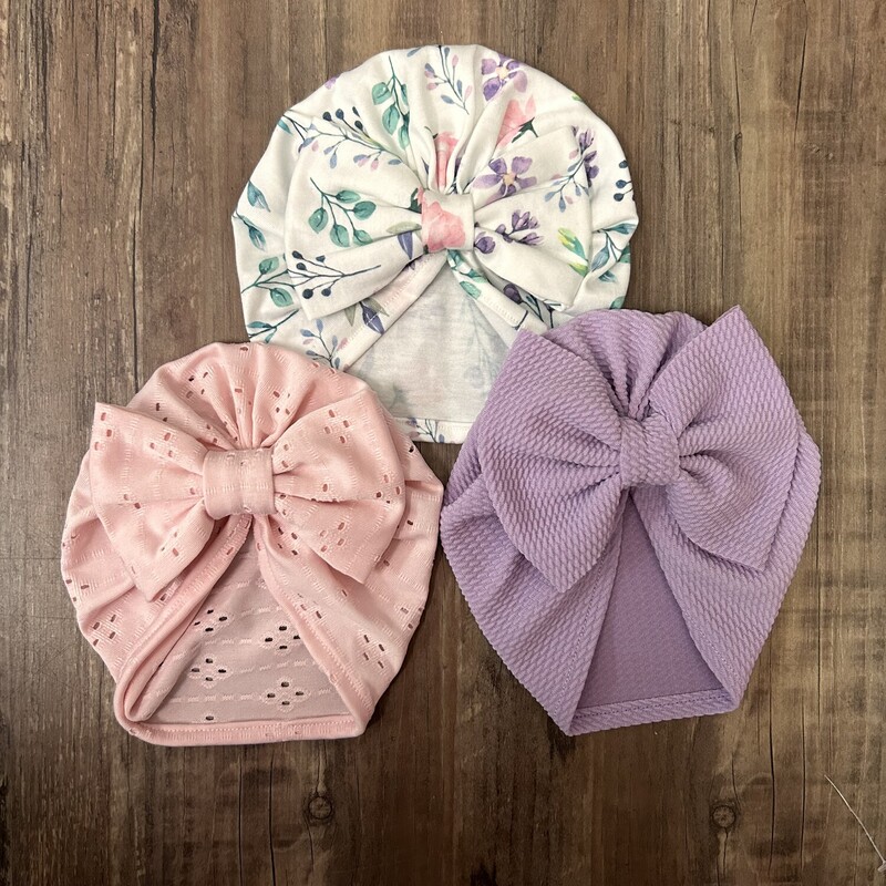 3pk Stretch Bow Hats, Pastel, Size: Baby O/S