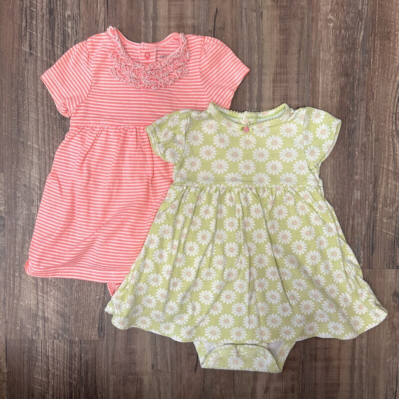 Carters 2pk Stripe Dress/, Lime, Size: Baby 12M