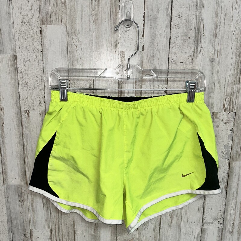 M Neon Logo Shorts, Yellow, Size: Ladies M