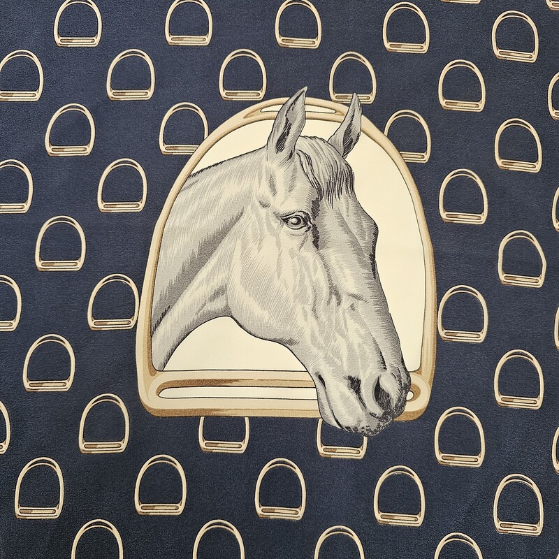 Celine Horse Print, RedNavy, Size: Silk