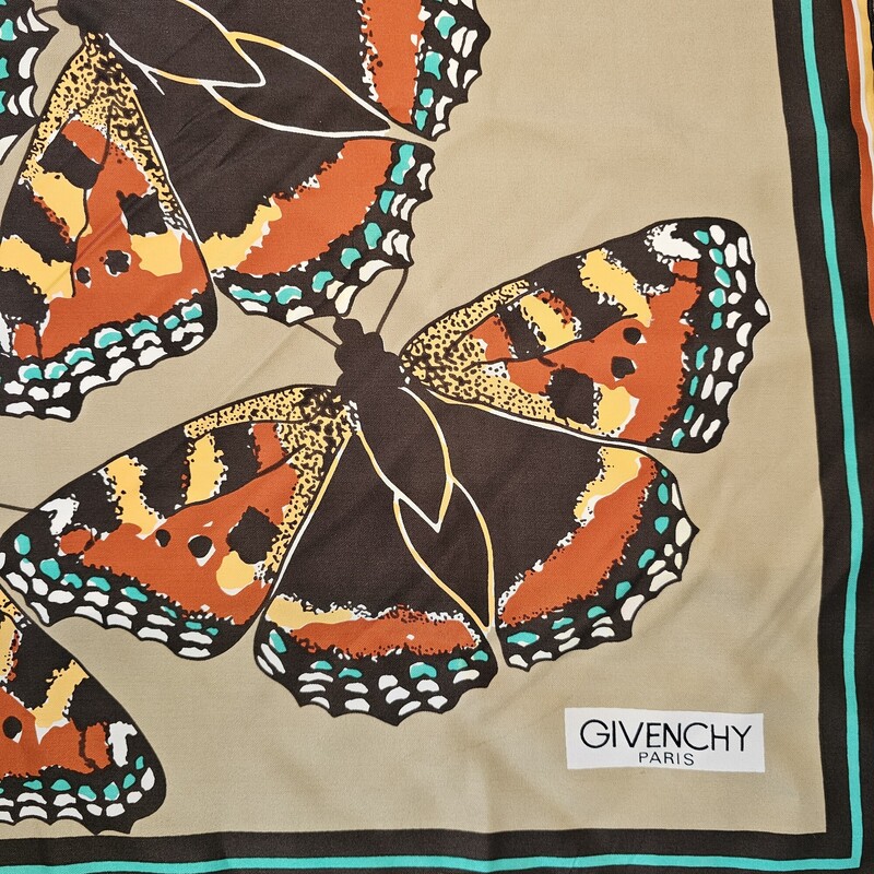 Givenchy Butterfly Print, Browns, Size: Silk
