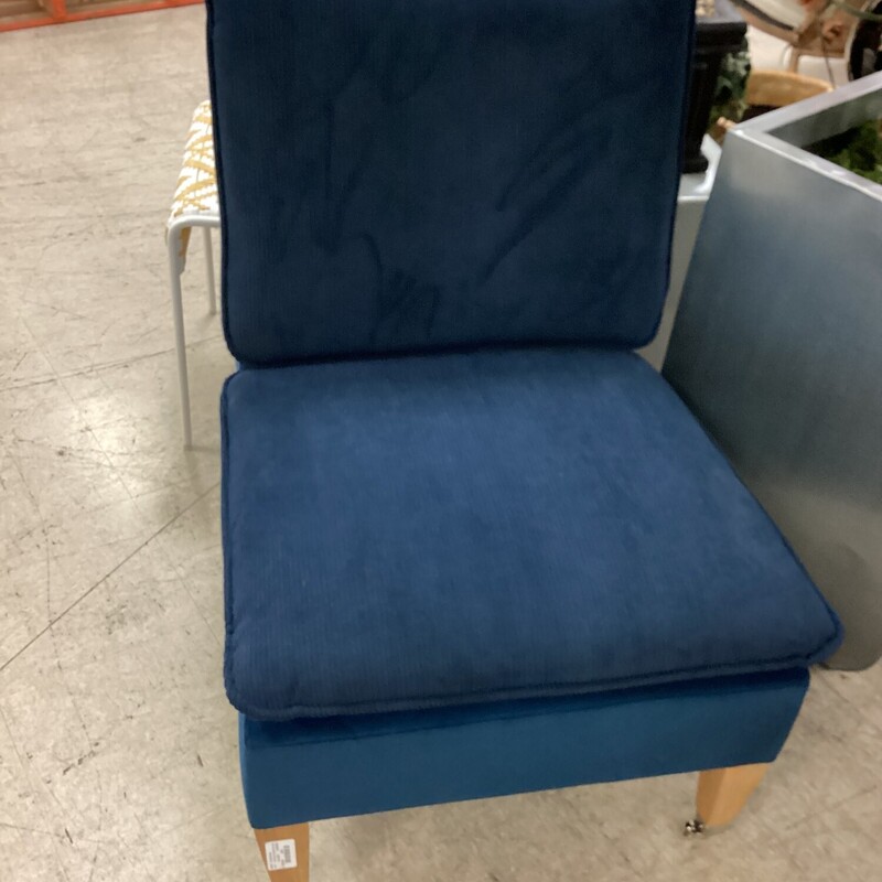 Corduroy Chair On Castors, Navy/Blue, NEW
25in wide
