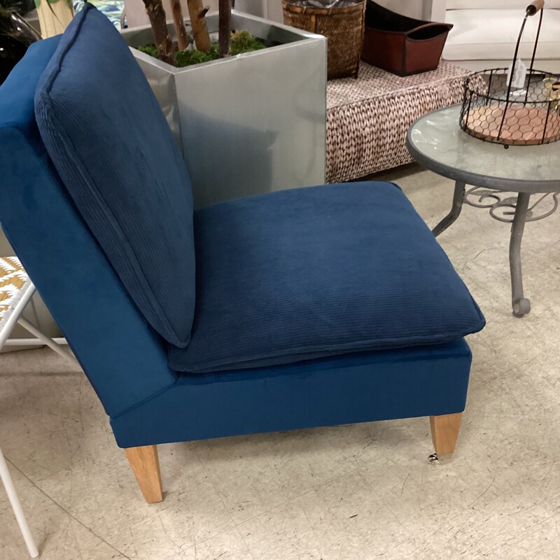 Corduroy Chair On Castors, Navy/Blue, NEW
25in wide