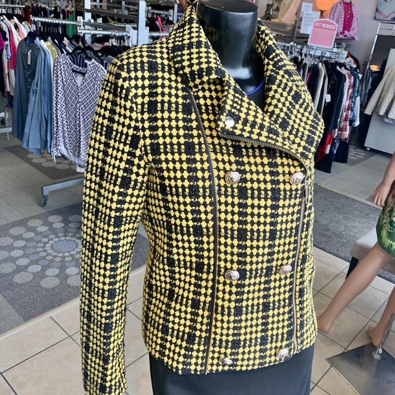 Cartise Tweed Jacket,
Colour: Black and Yellow,
Size: Medium