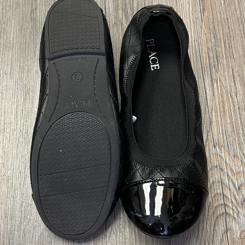 Childrens Place Flat Shoe, Black, Size: 3Y