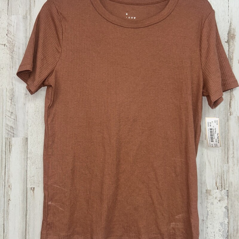 L Rust Ribbed Tee