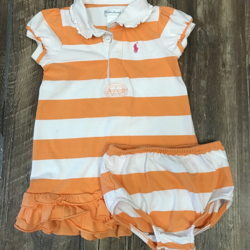 Ralph Lauren 2 Pc Stripe, Orange, Size: Baby 24m