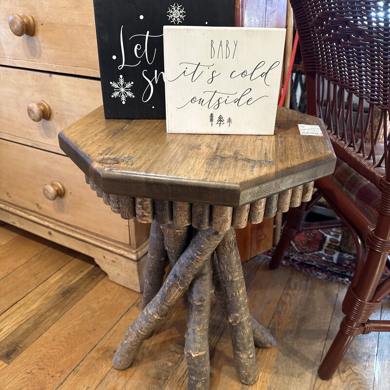 Rustic Hexagon Side Table