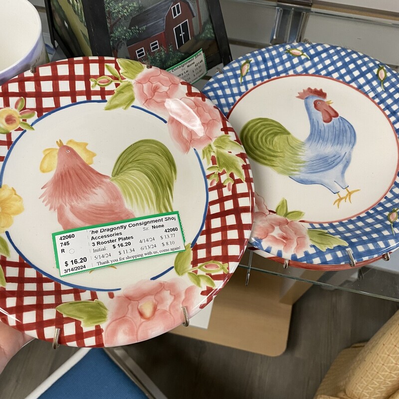 3 Rooster Plates