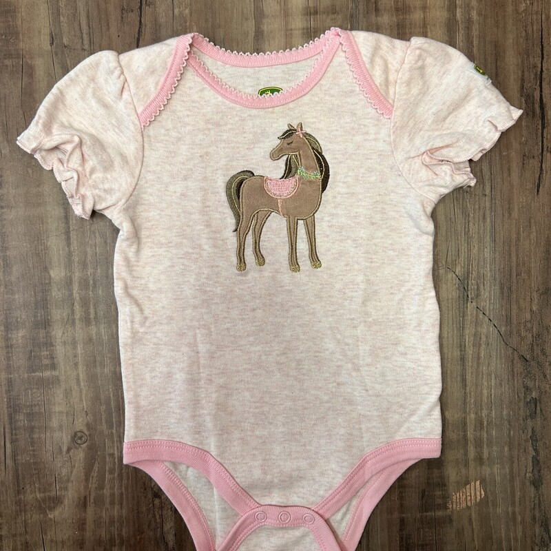 John Deere Horse Onesie, Pink, Size: Baby 9-12M