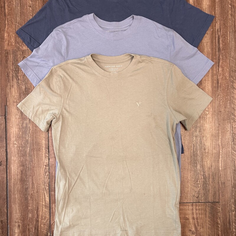 American Eagle S/3 Soft, Blue Gre, Size: Adult  Xs
set of three
blue, heather blue, and mint