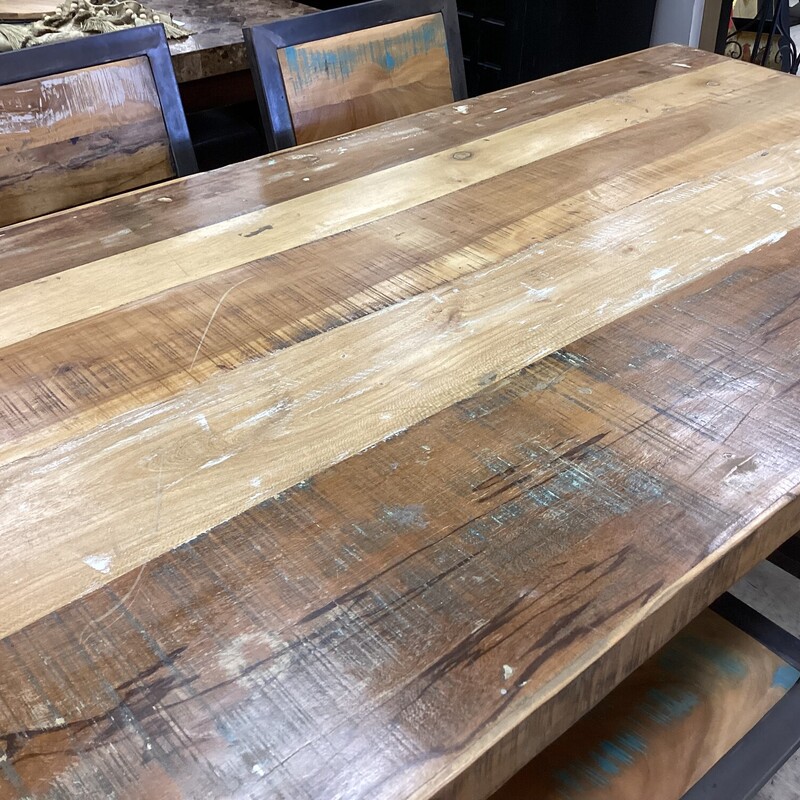 Industrial Mtl Table+6 Ch, Rustic, Wood<br />
72 in x 36 in x 30 in t