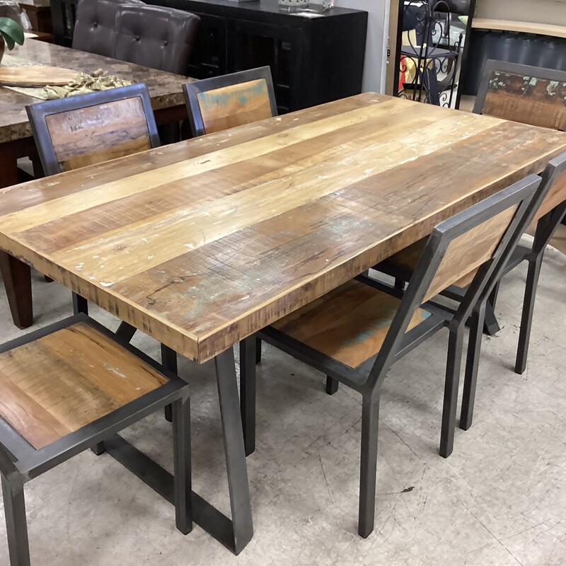 Industrial Mtl Table+6 Ch, Rustic, Wood
72 in x 36 in x 30 in t