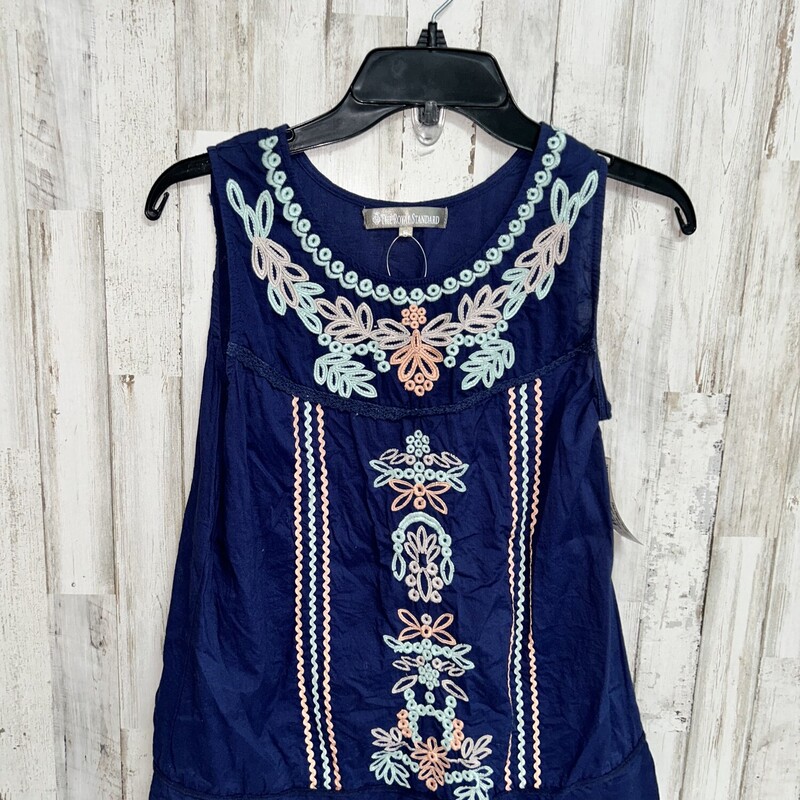 S Navy Embroidered Tank