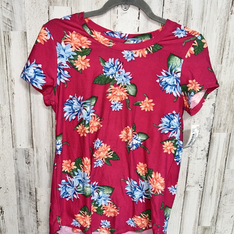 S Hot Pink Floral Tee