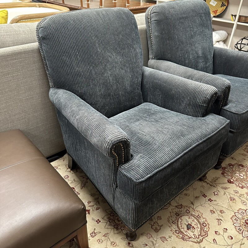 Flexisteel Corduroy Arm Chair, Smokey Gray/Blue