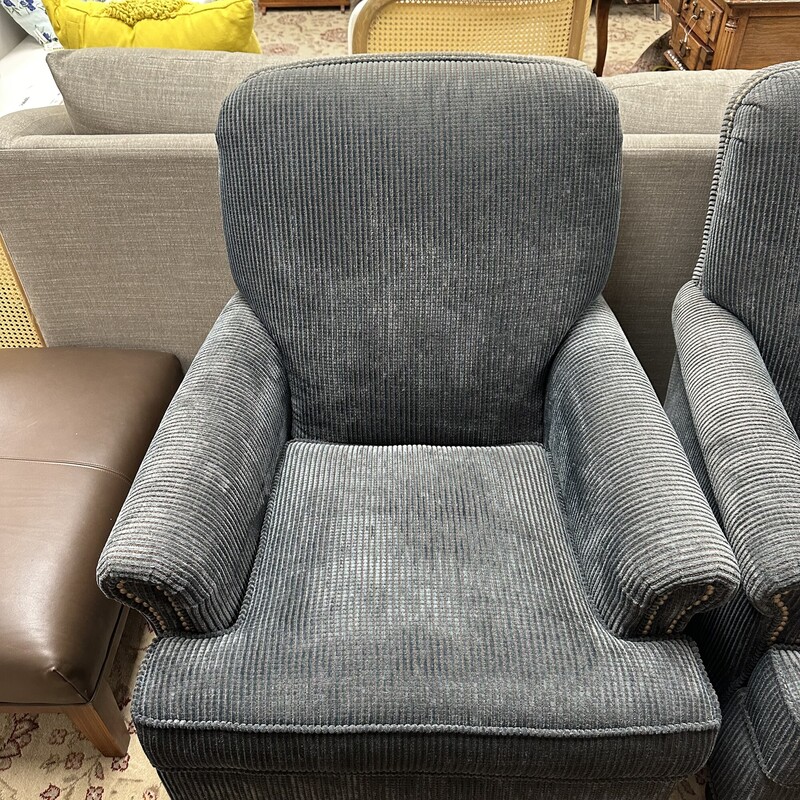 Flexisteel Corduroy Arm Chair, Smokey Gray/Blue