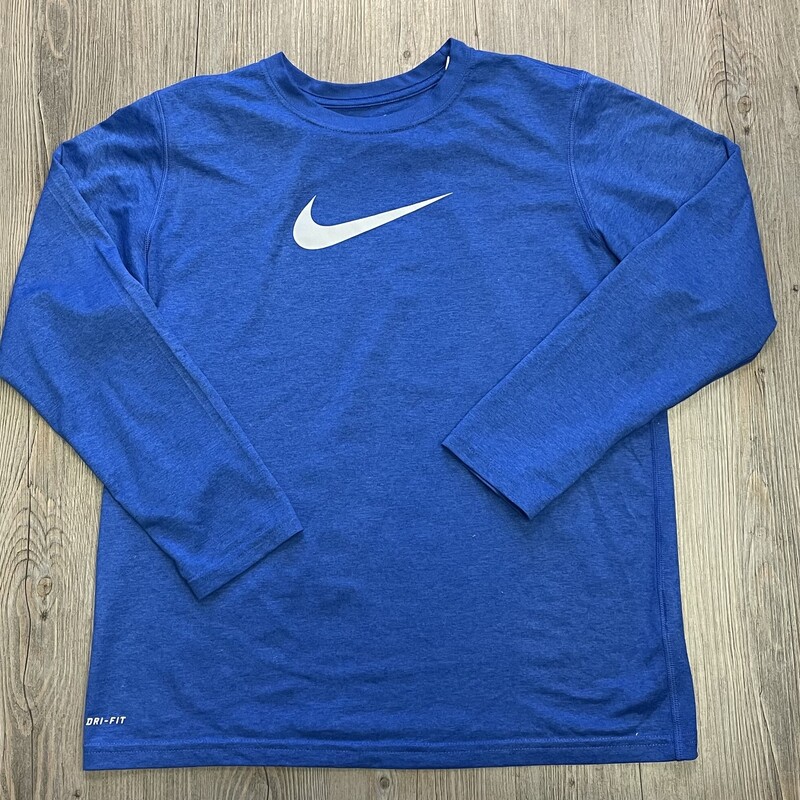 Nike Dri Fit LS Tee, Blue, Size: 12-14Y