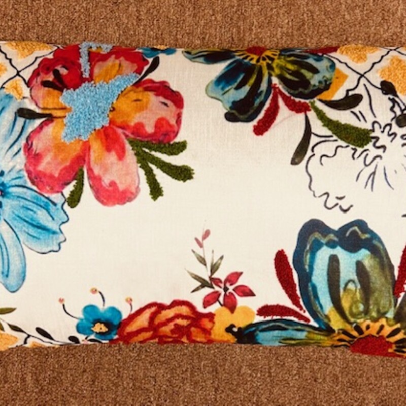 Floral Thread Rect Pillow