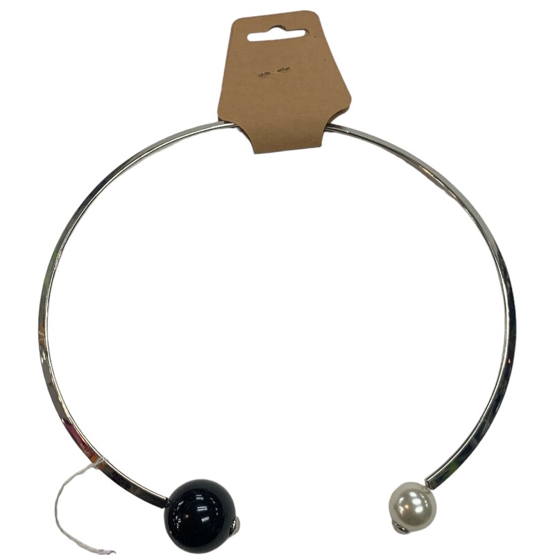 Necklace Choker, Slvr/blk, Size: None